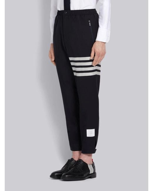 Thom Browne Black Plain Weave Suiting Track Pants for men