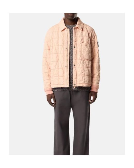 Stone Island Pink Quilted Logo-Patch Padded Jacket for men