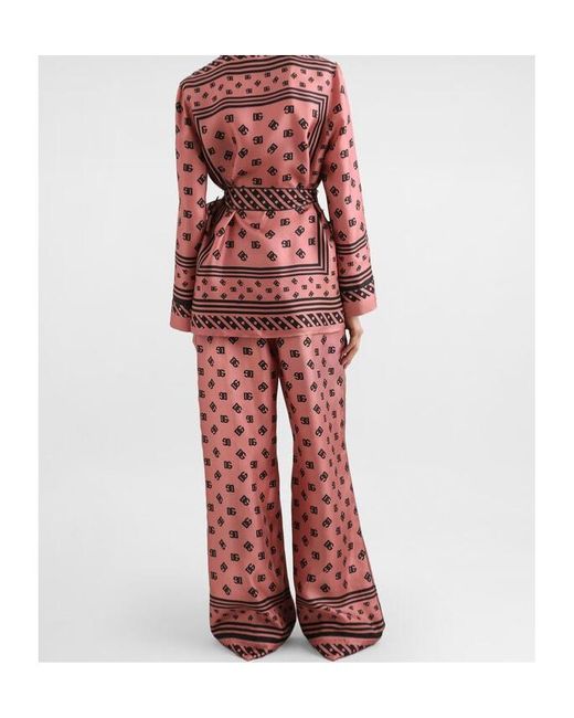 Dolce & Gabbana Red All-Over Dg Logo Jacquard Satin Pajama Pants