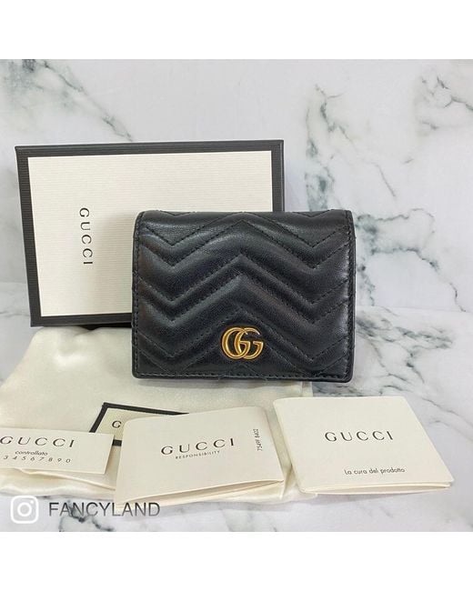 Gucci Black Gg Marmont Card Case Wallet