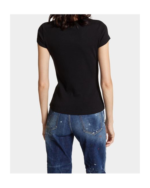 DSquared² Black Leaf Logo Plaque Crewneck T-Shirt