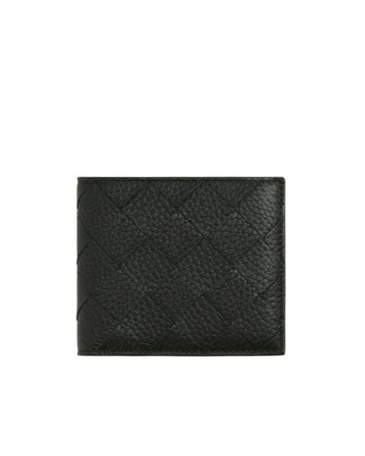 Bottega Veneta Black Intrecciato Bi-Fold Wallet for men