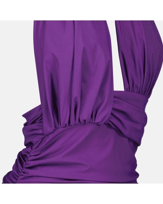Christopher Esber Purple Onda Ruched Halterneck Dress