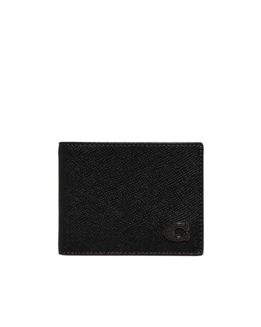 COACH Black Logo-Plaque Bi-Fold Wallet for men