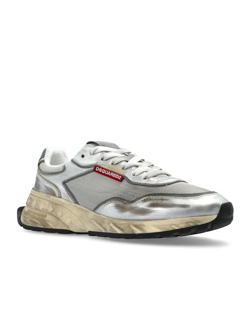 DSquared² White Distressed Low-Top Sneakers