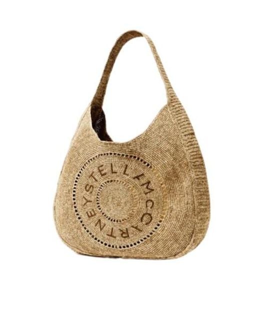 Stella McCartney Natural Logo Large Crochet Hobo Bag