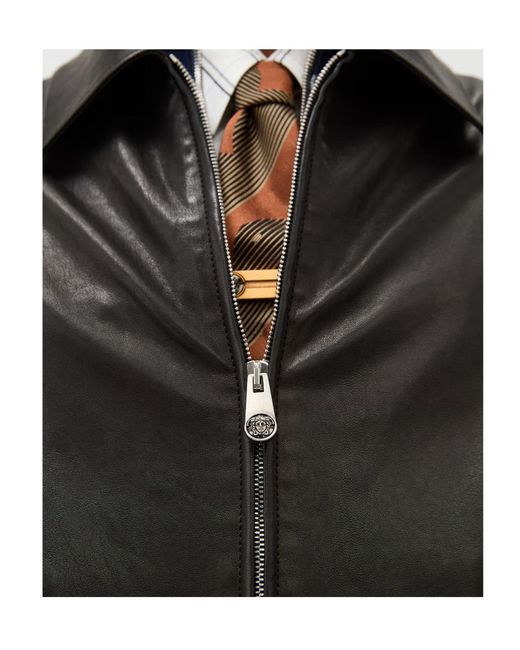 Versace Black Zip-Up Leather Blouson for men