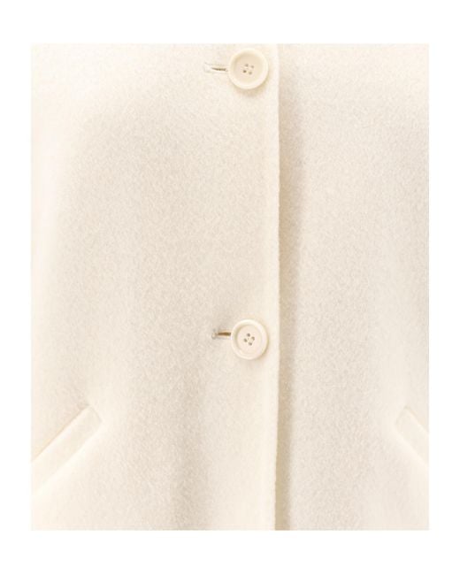 Aspesi Natural Mandarin Collar Buttoned Coat