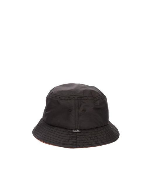 MM6 by Maison Margiela Black Embroidered Bucket Hat for men