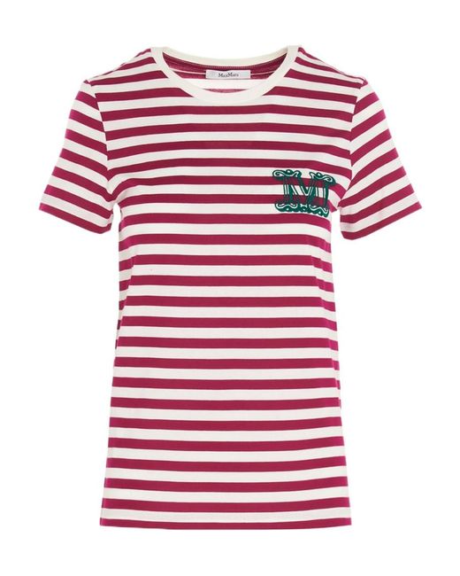 Max Mara Red Logo Striped T-Shirt