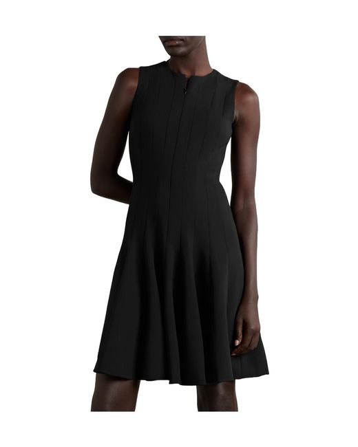 Akris Black Paneled Wool-Blend Mini Dress