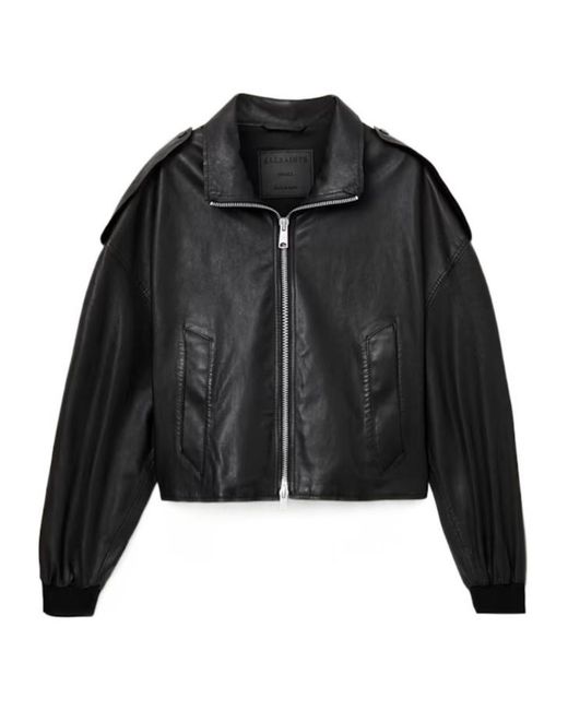 AllSaints Black Lowden Leather Jacket