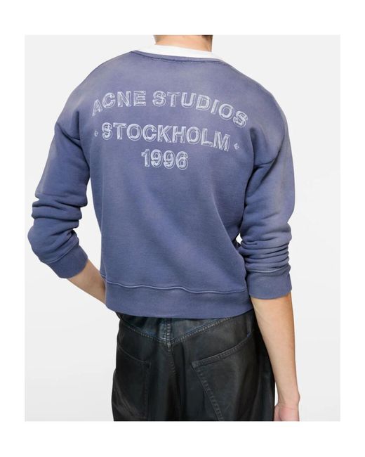 Acne Blue Sprayed Logo Sweatshirt for men