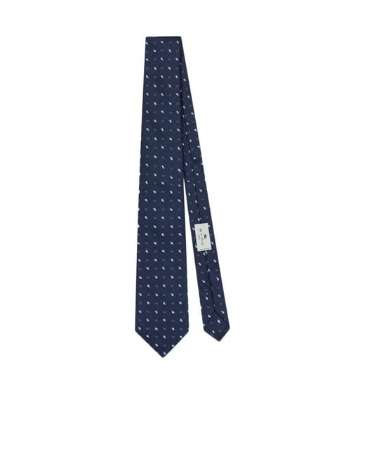 Etro Blue Logo Patch Pointed Tie for men