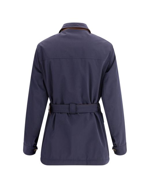 Brunello Cucinelli Blue Belt-Waist Shirt Jacket for men
