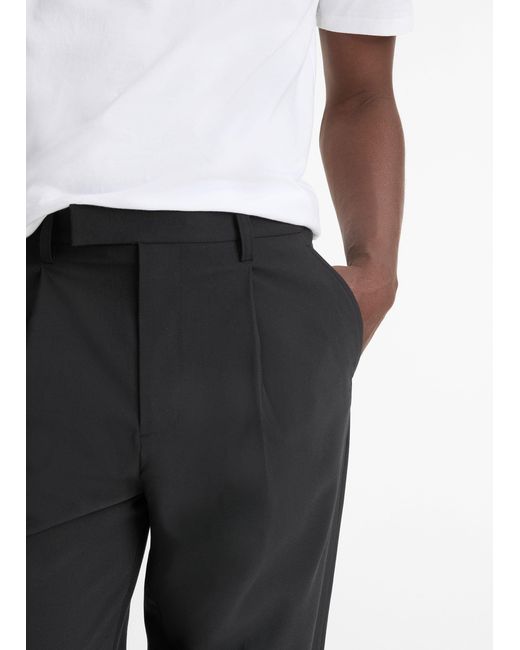 Vince Black Pleated-Front Trousers for men