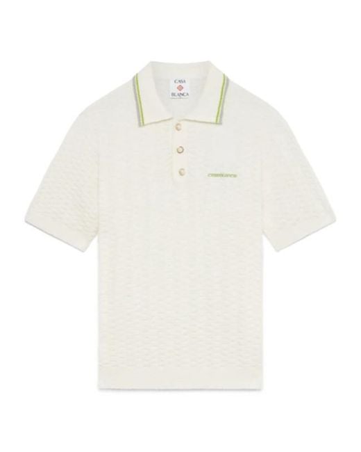 Casablanca White Tennis Boucle Polo Shirt for men