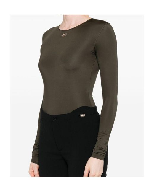 DIESEL Green Oval D Cut Out Logo Bodysuit