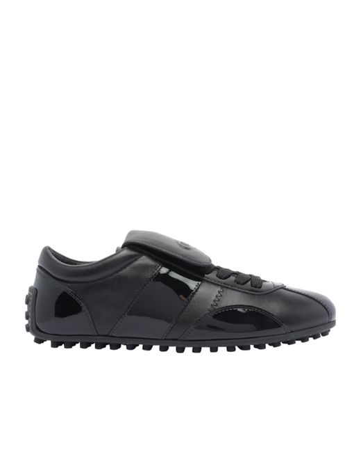 Tod's Black Leather Lace-Up Low-Top Sneakers