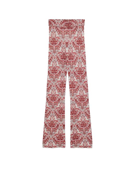 Rabanne Red Paisley Jacquard Lurex Slim Trousers