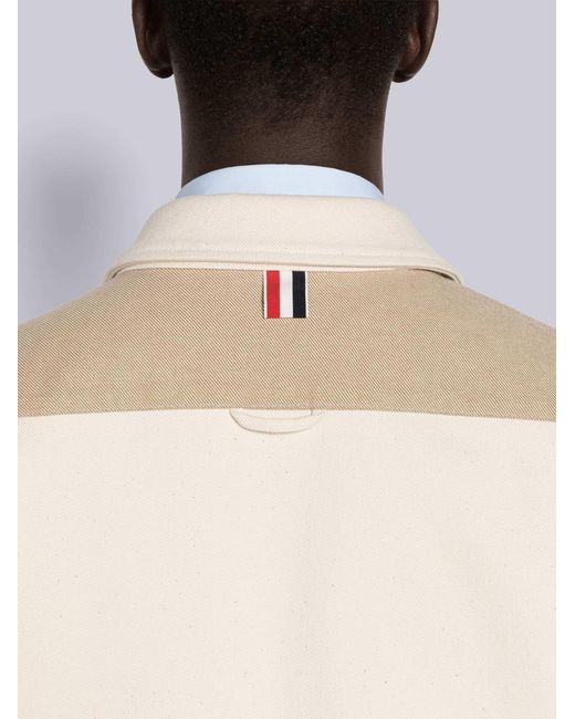 Thom Browne White Patchwork Buttoned Denim Shirt for men