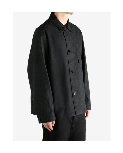 Lemaire Black Pocket Detailed Buttoned Shirt for men