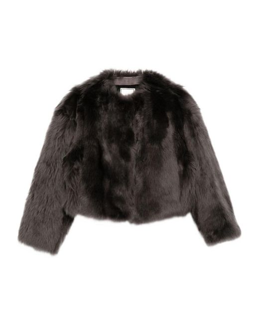 Tagliatore Black Long-Sleeve Shearling Jacket
