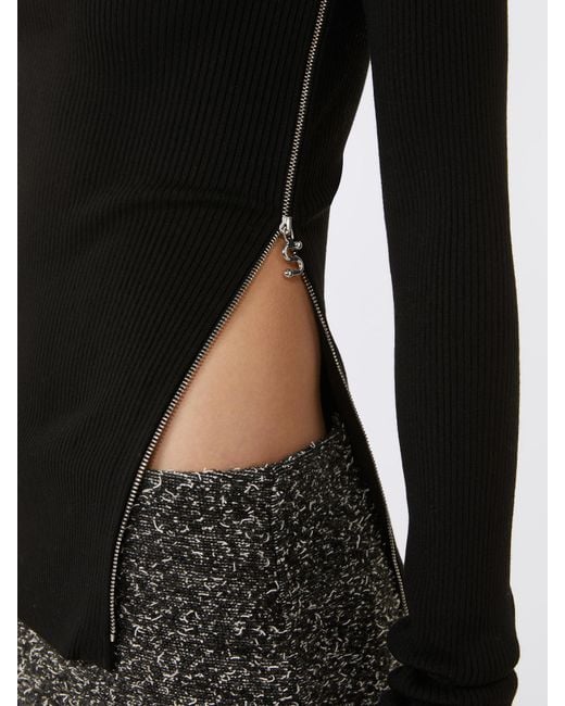 Sportmax Black Sweater With Zip-Up High Neck Detail
