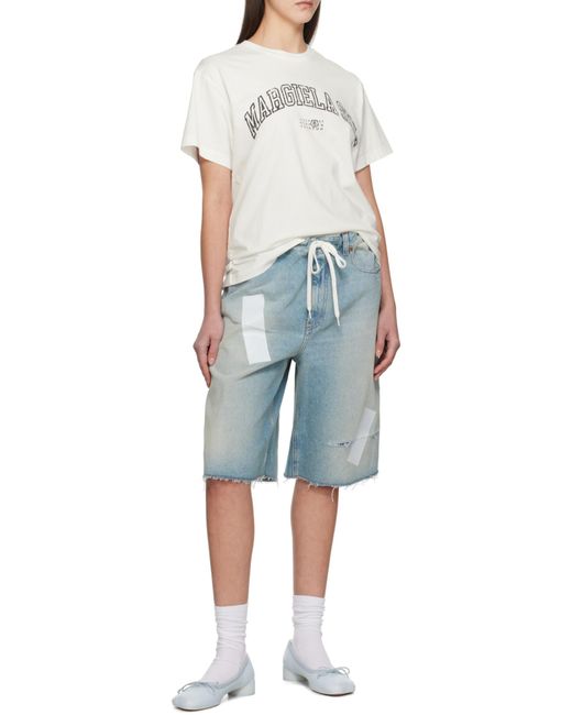MM6 by Maison Margiela White Logo Printed Crewneck T-Shirt for men