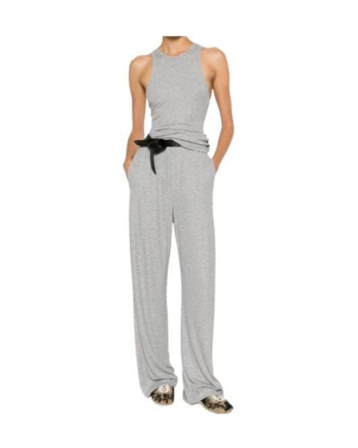 Nanushka Gray Zoela Ribbed Barrel-Leg Trousers