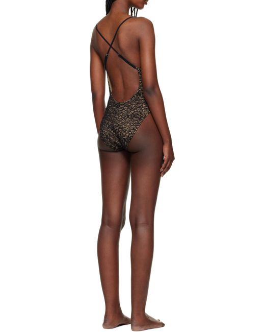 Dolce & Gabbana Brown One-Piece Lace Swimsuit