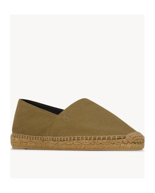 Saint Laurent Green Logo Embroidered Slip-On Espadrilles for men