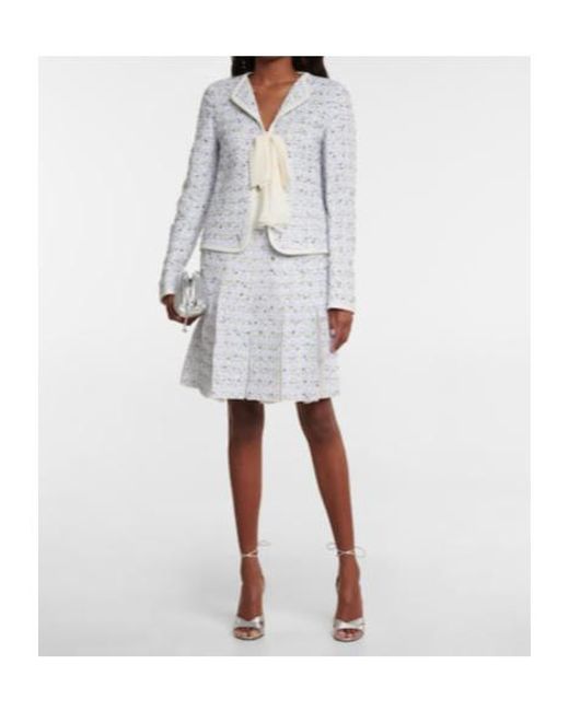 Giambattista Valli White High-Rise Tweed Miniskirt