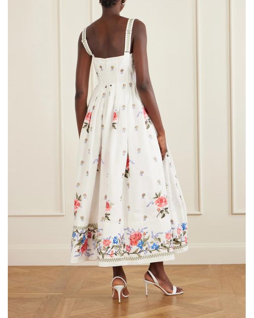 Erdem White Faille Floral Bustier Dress