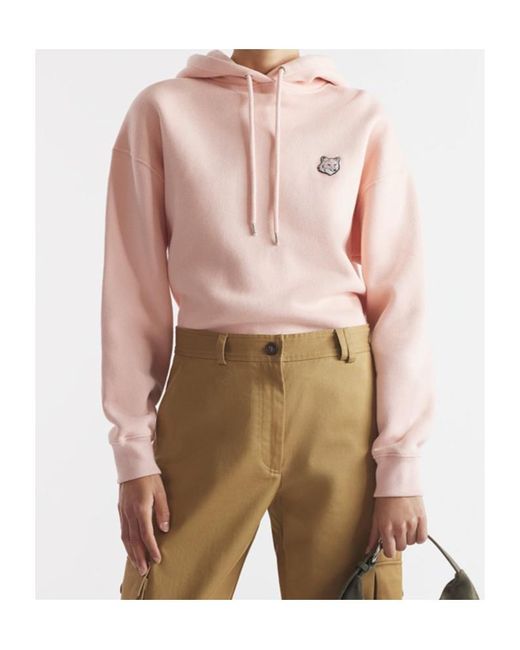 Maison Kitsuné Pink Maison Kitsuné Fox Head Patch Drawstring Hoodie
