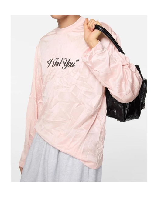 Acne Pink Crinkled Long-Sleeves T-Shirt for men