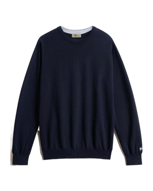 Woolrich Blue Logo Embroidered Crewneck Jumper for men