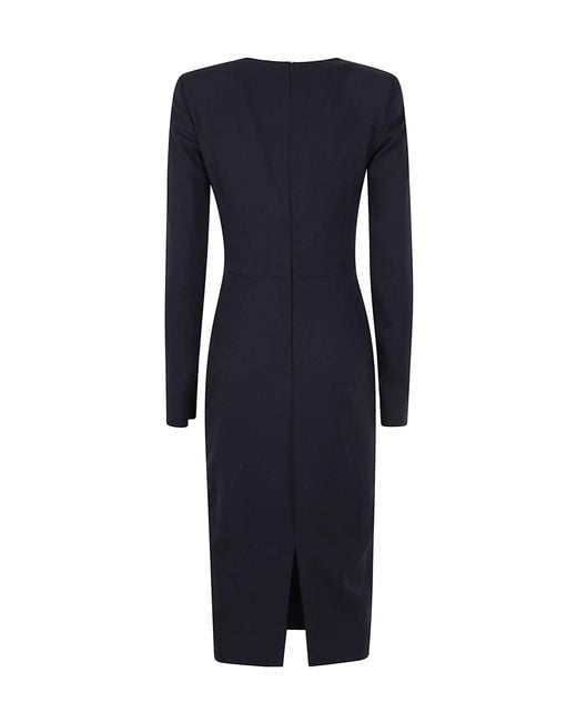 Victoria Beckham Women's Blue Crewneck Fitted Dress Victoria Beckham Women's Blue Crewneck Fitted Dress