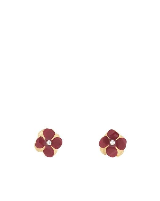 Marni Pink Embellished Floral Motif Earrings