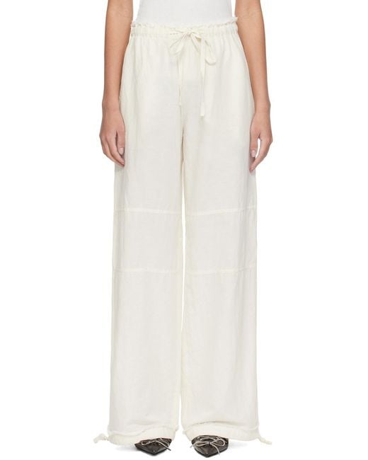 Acne White Drawstring-Detail Palazzo Pants
