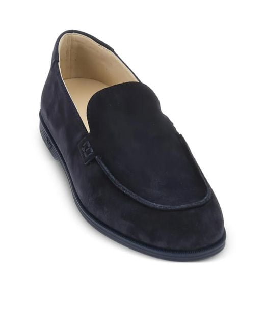 Emporio Armani Blue Embossed-Logo Loafers for men
