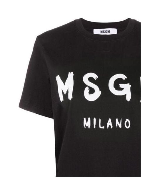 MSGM Black Logo Print T-Shirt