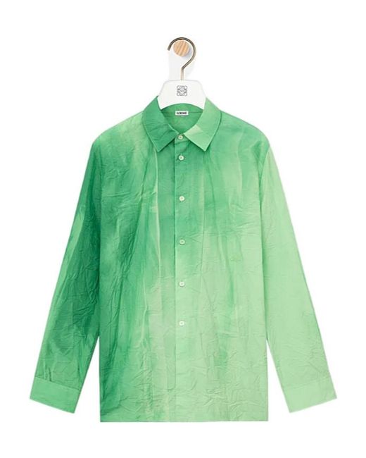 Loewe Green Logo Embroidered Loose Fit Shirt