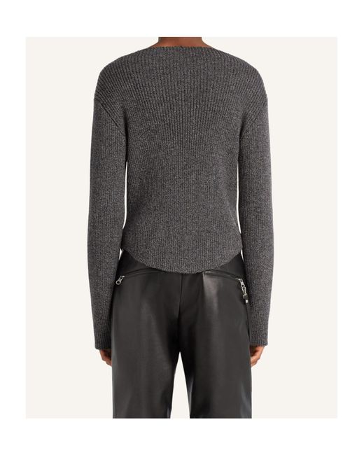 Courreges Gray Ribbed-Knit Sweater for men