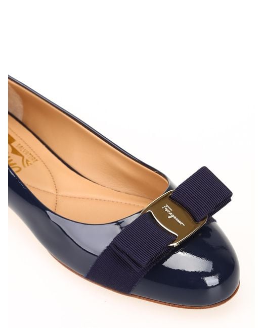 Ferragamo Blue Varina Ballet Slippers