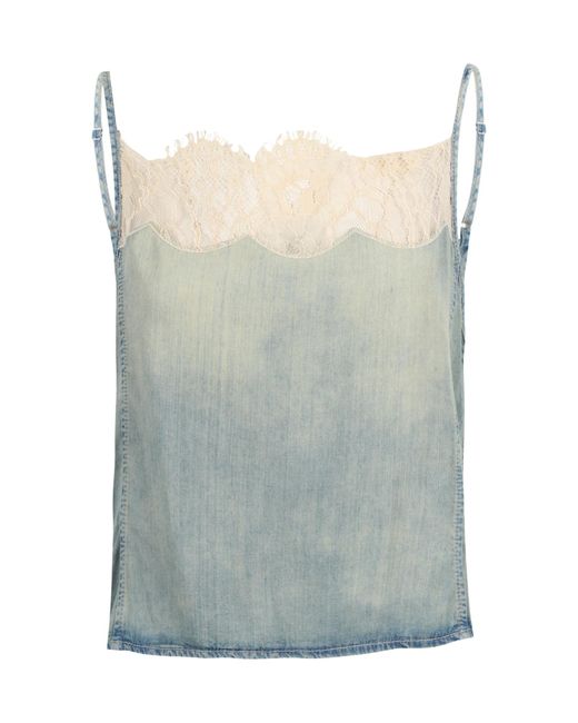 DIESEL Multicolor De-Mery-S Lace-Trim Denim Top