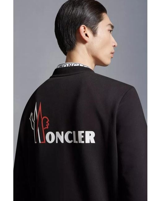 Moncler Black Logo Printed Crewneck Sweatshirt for men