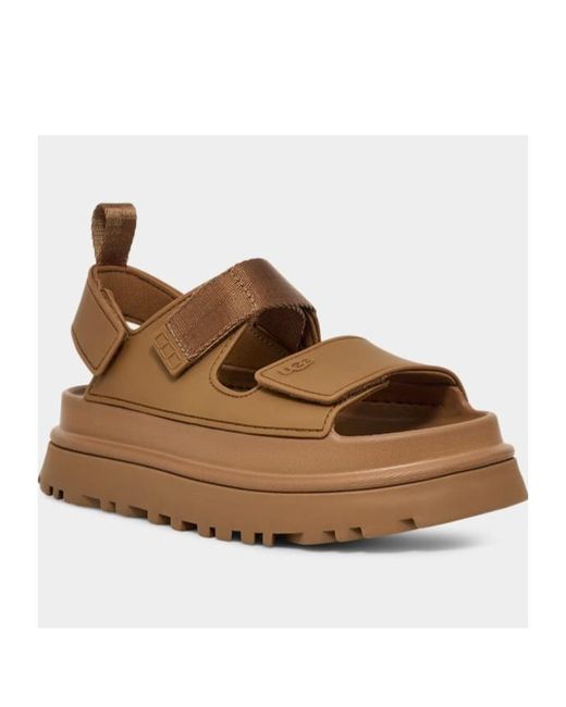 Ugg Brown Golden Glow Logo-Embossed Touch-Strap Sandals