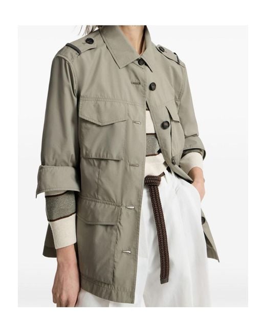 Brunello Cucinelli Gray Cotton Blend Field Jacket