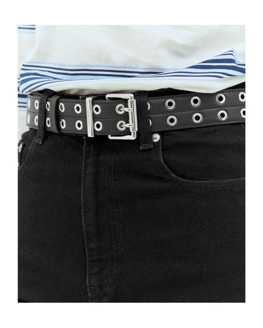 Ganni White Double Eyelet Belt
